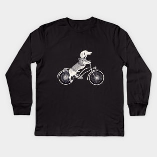 Biking Doxie Kids Long Sleeve T-Shirt